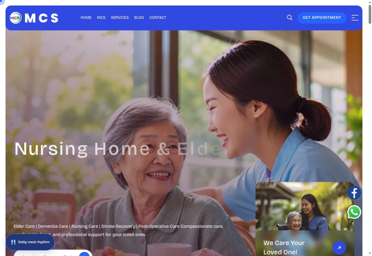 Multicare Homes actual website homepage preview