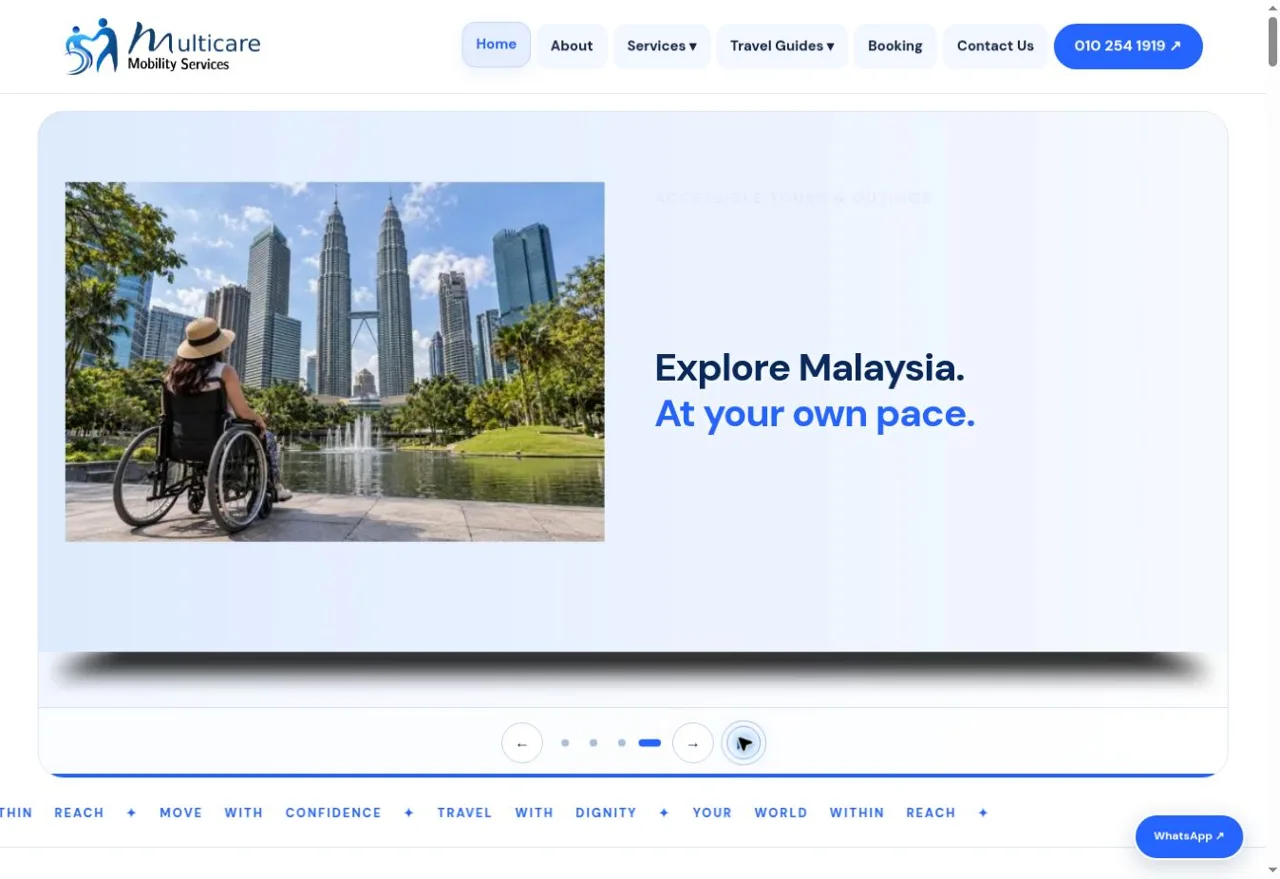 Multicare Mobility actual website homepage preview